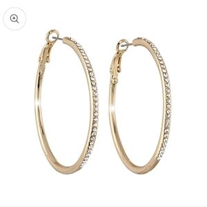 Callura Clear & Goldtone Hoop Earrings Swarovski Crystals NWT
